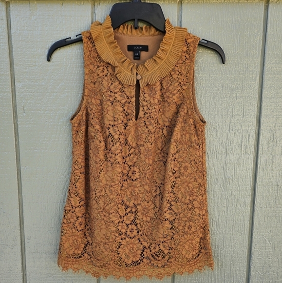 J. CREW Ruffle Neck Lace Sleeveless Top - Picture 3 of 6